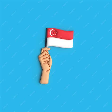 Premium Vector Hand Holding The Singapore Flag Singapore Flag For