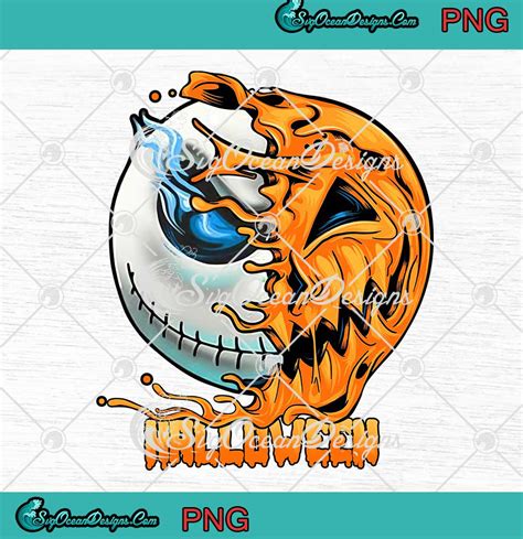 Jack Skellington Half Face Pumpkin Halloween Png Nightmare Before