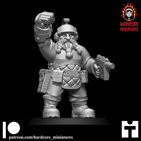 D Printable Space Dwarf Officer Modular Set By Hardcore Miniatures