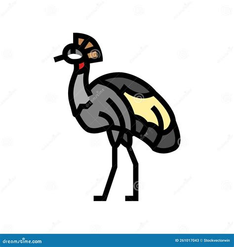 African Crowned Crane Bird Exotic Color Icon Vector Illustration Stock
