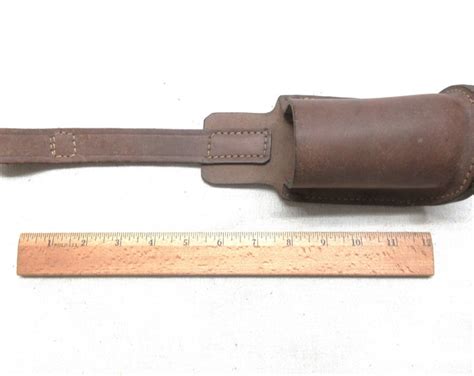 Vintage Leather Tool Holder Hangs From A Belt Heavy Stitched Leather