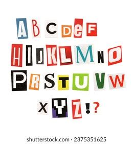 Alphabet Collage Newspaper Letters Colorful Cut Stock Illustration ...