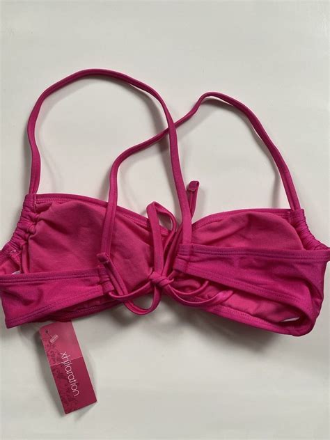 Xhilaration Womens M Medium Bikini Top Pink Shiny Tie Crossback Bralette New EBay