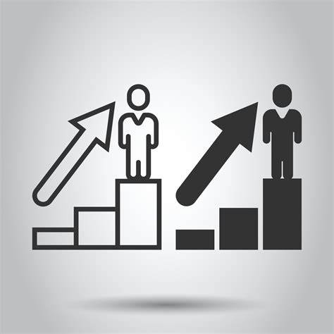 People with growth arrow icon in flat style. Work strategy vector