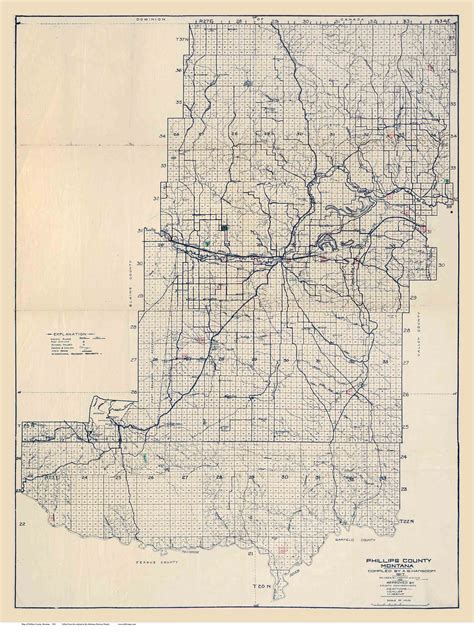 Phillips County Montana 1917 1921 Old Map Reprint Old Maps