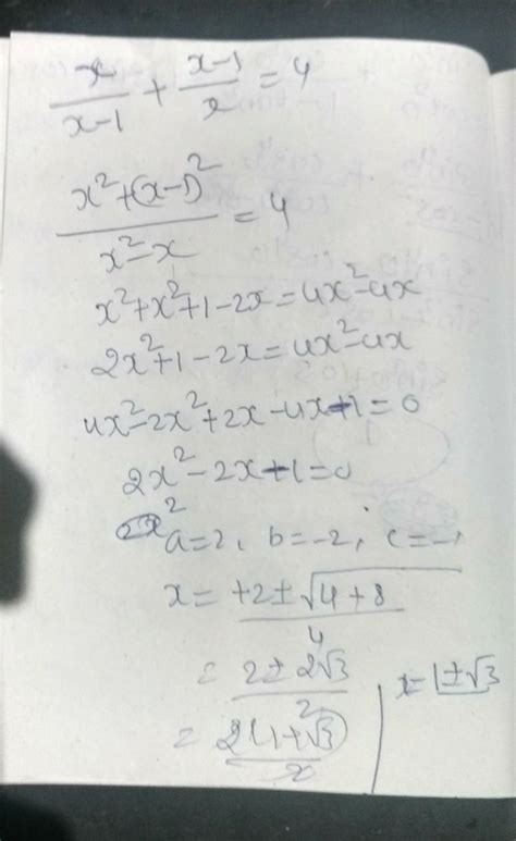 Solve For X Tex Frac X X 1 Frac X 1 X 4xneq 1 Xneq 4