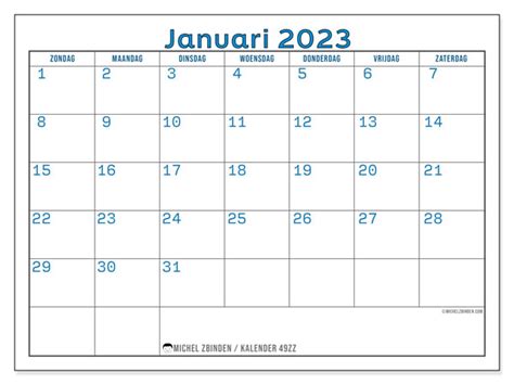 Kalender Januari Om Af Te Drukken Zz Michel Zbinden Sr