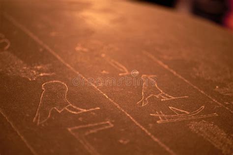 Hieroglyphic Carving On An Ancient Egyptian Sargophagus In An Ancient