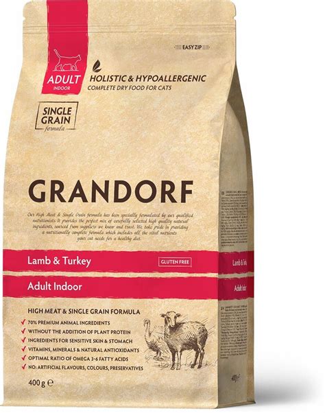 Grandorf Lamb & Turkey Adult Indoor 400 г - корм с ягненком и индейкой ...