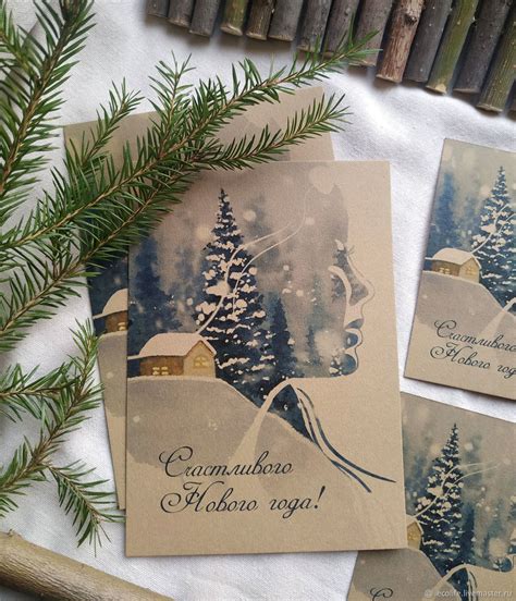 Новогодние крафт открытки (50 фото) » Рисунки для срисовки и не только