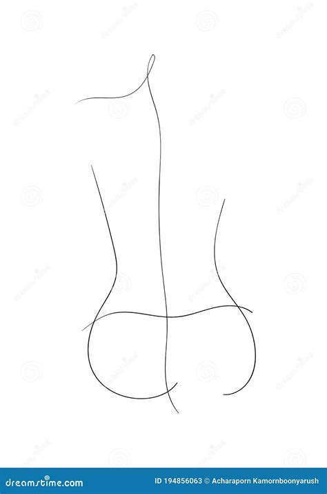 Continuous Line Naked Woman Or One Line Drawing On White Isolated
