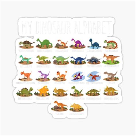 Pegatina Tipos de dinosaurios Dino ABC Camiseta de identificación