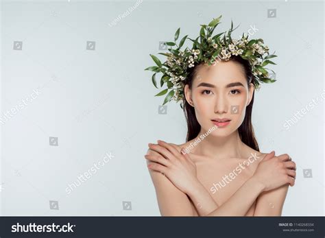 Beautiful Nude Asian Girl Floral Wreath Stock Photo Shutterstock