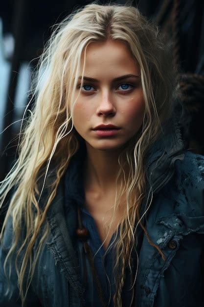 Premium AI Image A Woman With Wet Blonde Hair