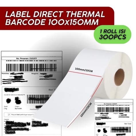 Jual Kertas Label Sticker Barcode Thermal 1 Kolom 100x150mm 300 PCS