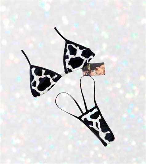 Cow Print G String Bikini Etsy