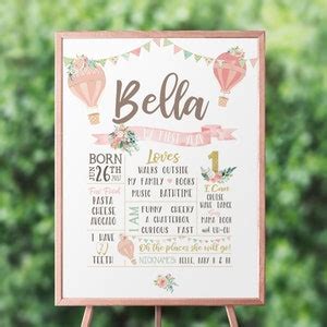 Birthday Sign Poster Hot Air Balloon Milestone Chalkboard Etsy