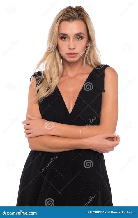 Blonde En Una Alineada Negra Imagen De Archivo Imagen De Sleeveless Negro