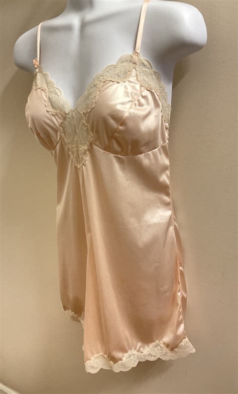Vintage Lingerie S Teddy Antron Nylon Romper Lace Gem