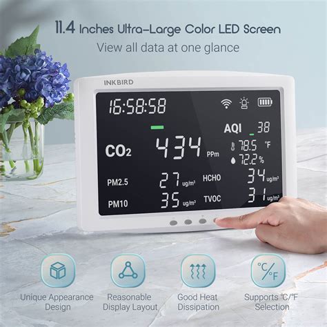 Inkbird Wi Fi 8 In 1 Air Quality Monitor Iaqm 128w