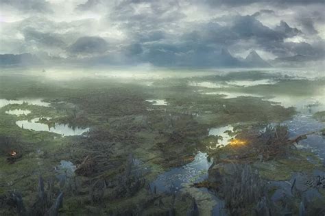 Aerial View Cinematic Fantasy Painting Dungeons And Stable Diffusion