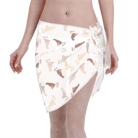 Qekee Leopard Print Women S Short Sarongs Cover Ups Sheer Bikini Wraps For Swimwear Walmart