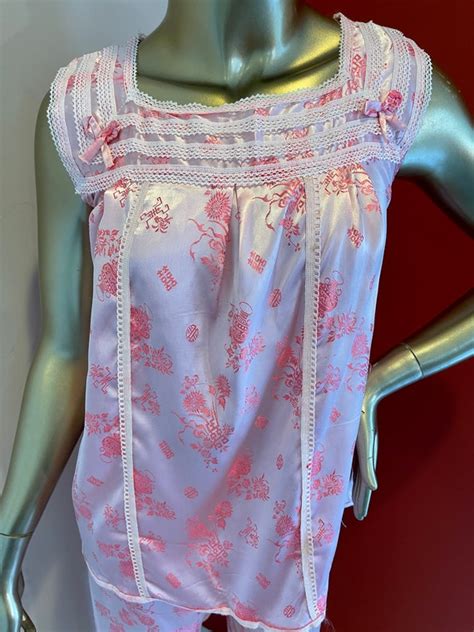 S Pink Asian Print Lingerie Set Gem