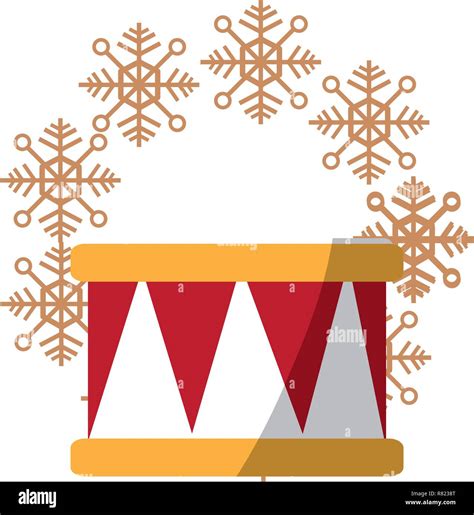 christmas drum snowflake decoration white background vector ...