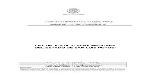 Ley De Justicia Para Menores Del Estado De San Luis Potosicongresosanluisgobmxsitesdefault