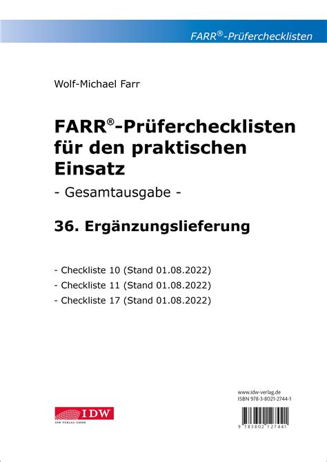 Farr Pr Ferchecklisten Idw Verlag