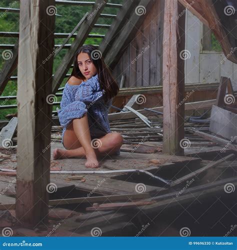 Brunette Beauty In The Abandoned Attic Stock Photo Image Of Gorgeous Elegant