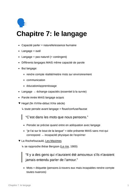 Philo Langage Chapitre 7 Le Langage 1 L Chapitre 7 Le Langage