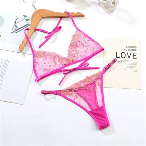 Jual Wanita Lingerie Sexy Transparan Mini Bra Bikini Malam Romantis Thong Set Ukuran Besar A
