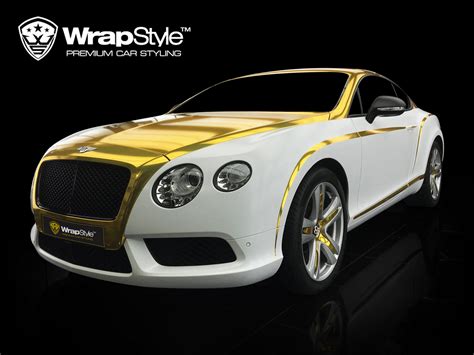 Bentley Continental GT - White Matt and Gold Chrome wrap | WrapStyle