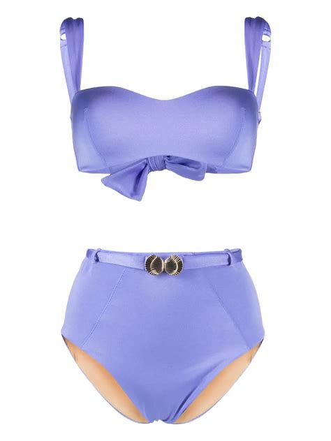 Noire Swimwear Seashell Bandeau Bikini Set Purple Farfetch Uk