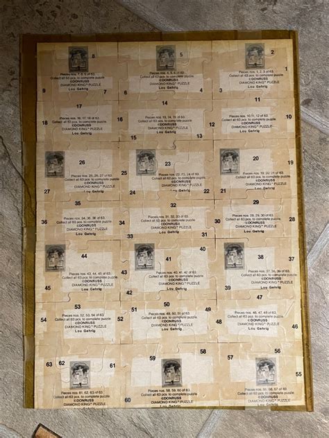 Babe Ruth Lou Gehrig Donruss Diamond King Completed Puzzle 1982 1985 EBay