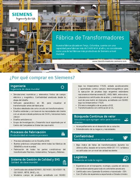 Fabrica De Transformadores Siemens Pdf Pdf Transformador Calidad