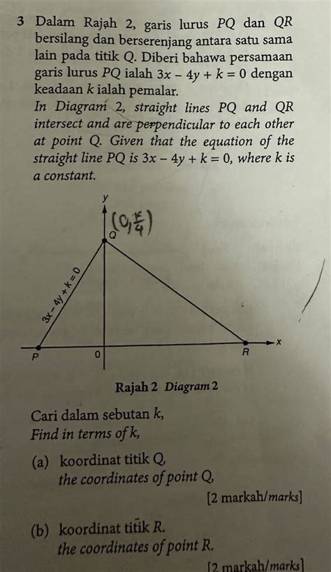 Solved Dalam Rajah Garis Lurus Pq Dan Qr Bersilang Dan