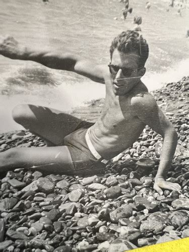 Shirtless Guys Trunks Bulge Muscle BeachAffectionate Men Gay Interest Old Photo EBay