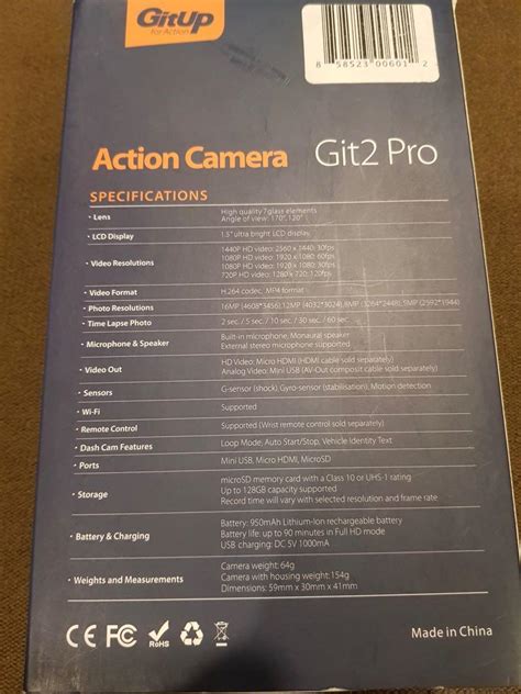 Action Camera Gitup Git2 Pro With Free Accessories Photography