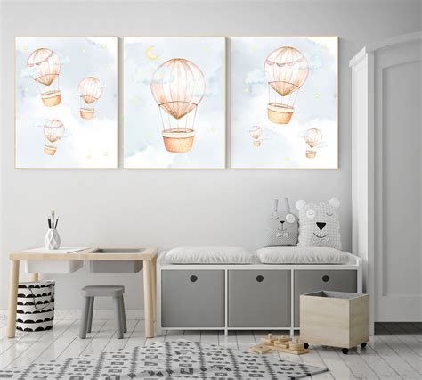 Hot Air Balloon Nursery Print Gender Neutral Baby Room Decor