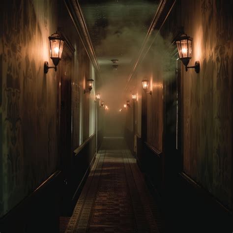 A Long Hallway With A Dark Creepy Atmosphere Premium Ai Generated Image