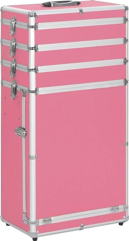 Make Up Koffer Incl Nep Wimpers Aluminium Roze Make Up Trolley