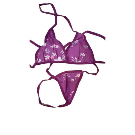 Jual Lingerie Set Bra Dan G String Transparant Pita Bunga Seksi Baju Dinas Malam Kado Nikah