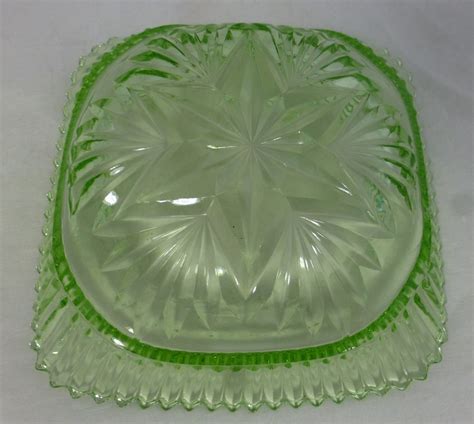 Sowerby Art Deco Uranium Green Pressed Glass Star Large Etsy UK