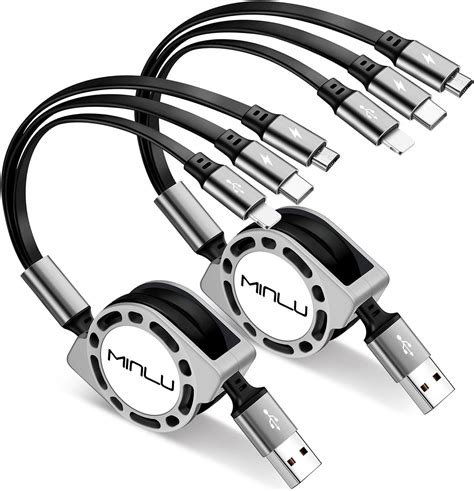 Minlu Multi Charging Cable 3A [2Pack 4ft] Retractable 3 in 1 Fast ...