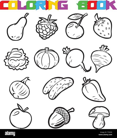 Vegetables And Fruits Coloring Pages - Each printable highlights a word