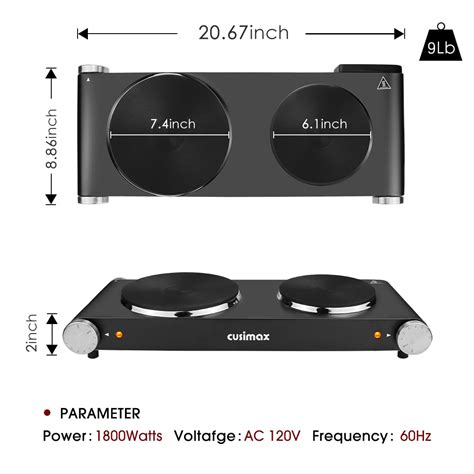 Mua Cusimax Double Hot Plates Electric Burner W Countertop Cooktop With Adjustable