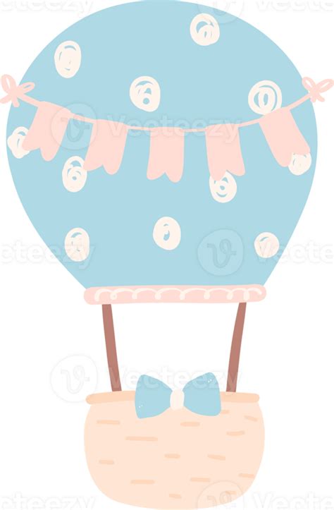 Baby Shower Boy Blue Hot Air Balloon PNG