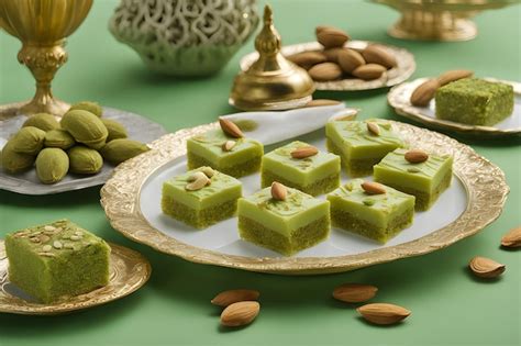 Premium AI Image | rich barfis mithai present a selection of almond and ...